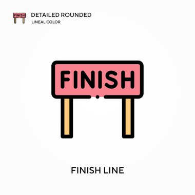 Bitiş çizgisi ayrıntılı yuvarlak doğrusal renk vektör simgesi. Web mobil UI ögesi için resimleme sembolü tasarım şablonu. Düzenlenebilir vuruşlarda mükemmel renk modern piktogram. İş projeniz için bitiş satırı simgeleri