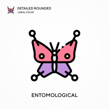 Böcekbilimsel ayrıntılı yuvarlak doğrusal renk vektörü ikonu. Web mobil UI ögesi için resimleme sembolü tasarım şablonu. Düzenlenebilir vuruşlarda mükemmel renk modern piktogram. İş projeniz için böcekbilim simgeleri