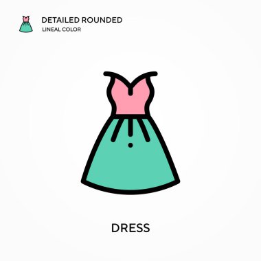 Ayrıntılı yuvarlak çizgisel renk vektör simgesi giyin. Web mobil UI ögesi için resimleme sembolü tasarım şablonu. Düzenlenebilir vuruşlarda mükemmel renk modern piktogram. İş projeniz için simgeler