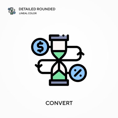 Ayrıntılı yuvarlak doğrusal renk vektör simgesini dönüştür. Web mobil UI ögesi için resimleme sembolü tasarım şablonu. Düzenlenebilir vuruşlarda mükemmel renk modern piktogram. İş projeniz için simgeleri dönüştür