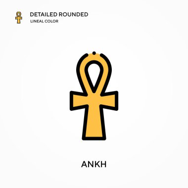 Ankh ayrıntılı yuvarlak doğrusal renk vektör simgesi. Web mobil UI ögesi için resimleme sembolü tasarım şablonu. Düzenlenebilir vuruşlarda mükemmel renk modern piktogram. İş projeniz için Ankh simgeleri