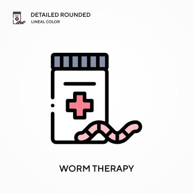 Solucan terapisi yuvarlak lineal renk vektör ikonu detaylandırdı. Web mobil UI ögesi için resimleme sembolü tasarım şablonu. Düzenlenebilir vuruşlarda mükemmel renk modern piktogram. İş projeniz için solucan terapisi simgeleri