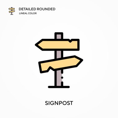 İşaret direği ayrıntılı yuvarlak doğrusal renk vektör simgesi. Web mobil UI ögesi için resimleme sembolü tasarım şablonu. Düzenlenebilir vuruşlarda mükemmel renk modern piktogram. İş projeniz için imza gönderme simgeleri
