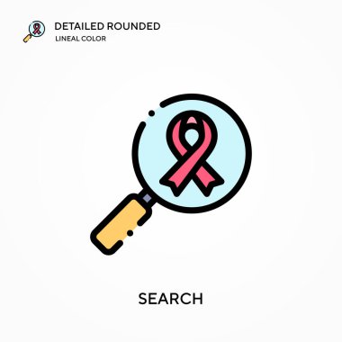 Ayrıntılı yuvarlak doğrusal renk vektör simgesini ara. Web mobil UI ögesi için resimleme sembolü tasarım şablonu. Düzenlenebilir vuruşlarda mükemmel renk modern piktogram. İş projeniz için simgeleri arayın