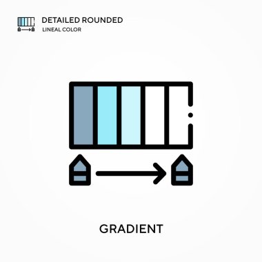 Gradyan ayrıntılı yuvarlak doğrusal renk vektörü simgesi. Web mobil UI ögesi için resimleme sembolü tasarım şablonu. Düzenlenebilir vuruşlarda mükemmel renk modern piktogram. İş projeniz için gradyan simgeleri