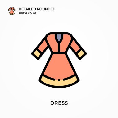 Ayrıntılı yuvarlak çizgisel renk vektör simgesi giyin. Web mobil UI ögesi için resimleme sembolü tasarım şablonu. Düzenlenebilir vuruşlarda mükemmel renk modern piktogram. İş projeniz için simgeler