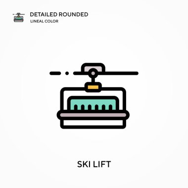 Kayak kaldırma detaylı yuvarlak doğrusal renk vektörü simgesi. Web mobil UI ögesi için resimleme sembolü tasarım şablonu. Düzenlenebilir vuruşlarda mükemmel renk modern piktogram. İş projeniz için kayak kaldırma simgeleri