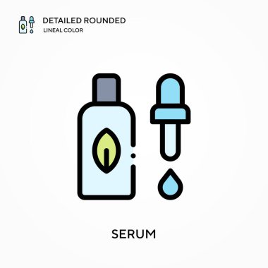 Serum detaylı yuvarlak doğrusal renk vektör simgesi. Web mobil UI ögesi için resimleme sembolü tasarım şablonu. Düzenlenebilir vuruşlarda mükemmel renk modern piktogram. İş projeniz için serum simgeleri