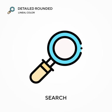 Ayrıntılı yuvarlak doğrusal renk vektör simgesini ara. Web mobil UI ögesi için resimleme sembolü tasarım şablonu. Düzenlenebilir vuruşlarda mükemmel renk modern piktogram. İş projeniz için simgeleri arayın