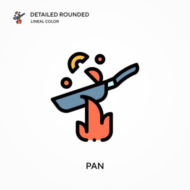 Pan ayrıntılı yuvarlak doğrusal renk vektör simgesi. Web mobil UI ögesi için resimleme sembolü tasarım şablonu. Düzenlenebilir vuruşlarda mükemmel renk modern piktogram. İş projeniz için Pan simgeleri