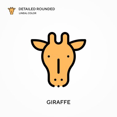 Zürafa yuvarlak doğrusal renk vektör simgesini detaylı olarak açıkladı. Web mobil UI ögesi için resimleme sembolü tasarım şablonu. Düzenlenebilir vuruşlarda mükemmel renk modern piktogram. İş projeniz için zürafa simgeleri