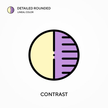 Kontrast ayrıntılı yuvarlak doğrusal renk vektörü simgesi. Web mobil UI ögesi için resimleme sembolü tasarım şablonu. Düzenlenebilir vuruşlarda mükemmel renk modern piktogram. İş projeniz için karşıtlık simgeleri