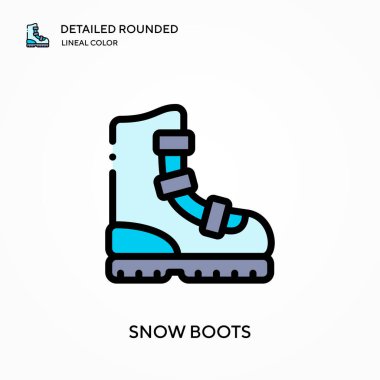 Kar botları yuvarlak çizgili renk vektör simgesi detaylı. Web mobil UI ögesi için resimleme sembolü tasarım şablonu. Düzenlenebilir vuruşlarda mükemmel renk modern piktogram. İş projeniz için kar botları simgeleri