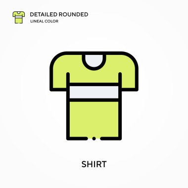 Gömlek ayrıntılı yuvarlak doğrusal renk vektör ikonu. Web mobil UI ögesi için resimleme sembolü tasarım şablonu. Düzenlenebilir vuruşlarda mükemmel renk modern piktogram. İş projeniz için gömlek simgeleri