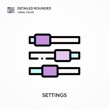 Ayarlar ayrıntılı yuvarlak doğrusal renk vektör simgesi. Web mobil UI ögesi için resimleme sembolü tasarım şablonu. Düzenlenebilir vuruşlarda mükemmel renk modern piktogram. İş projeniz için ayar simgeleri