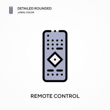 Uzaktan kumandalı ayrıntılı yuvarlak doğrusal renk vektörü simgesi. Web mobil UI ögesi için resimleme sembolü tasarım şablonu. Düzenlenebilir vuruşlarda mükemmel renk modern piktogram. İş projeniz için uzaktan kontrol simgeleri