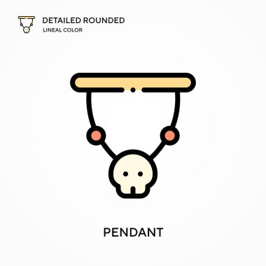 Kolye ayrıntılı yuvarlak doğrusal renk vektör simgesi. Web mobil UI ögesi için resimleme sembolü tasarım şablonu. Düzenlenebilir vuruşlarda mükemmel renk modern piktogram. İş projeniz için kolye simgeleri
