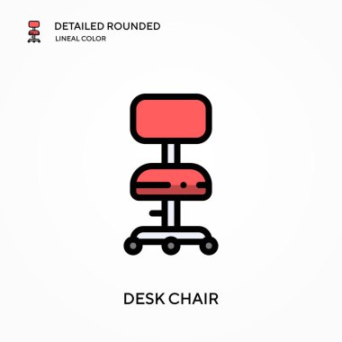 Masa sandalyesi yuvarlak doğrusal renk vektörü simgesini detaylı olarak açıkladı. Web mobil UI ögesi için resimleme sembolü tasarım şablonu. Düzenlenebilir vuruşlarda mükemmel renk modern piktogram. İş projeniz için masa başı simgeleri