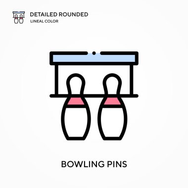 Bowling lobutları ayrıntılı yuvarlak doğrusal renk vektör ikonu. Web mobil UI ögesi için resimleme sembolü tasarım şablonu. Düzenlenebilir vuruşlarda mükemmel renk modern piktogram. İş projeniz için bovling iğneleri simgeleri