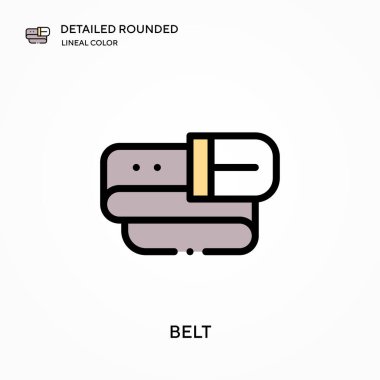 Kuşak detaylı yuvarlak doğrusal renk vektör simgesi. Web mobil UI ögesi için resimleme sembolü tasarım şablonu. Düzenlenebilir vuruşlarda mükemmel renk modern piktogram. İş projeniz için kemer simgeleri