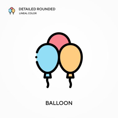 Balon ayrıntılı yuvarlak doğrusal renk vektör ikonu. Web mobil UI ögesi için resimleme sembolü tasarım şablonu. Düzenlenebilir vuruşlarda mükemmel renk modern piktogram. İş projeniz için balon simgeleri