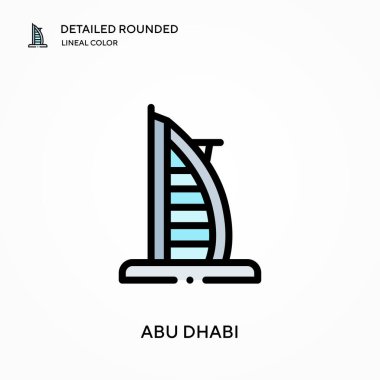 Abu dhabi ayrıntılı yuvarlak doğrusal renk vektör ikonu. Web mobil UI ögesi için resimleme sembolü tasarım şablonu. Düzenlenebilir vuruşlarda mükemmel renk modern piktogram. İş projeniz için Abu dhabi simgeleri