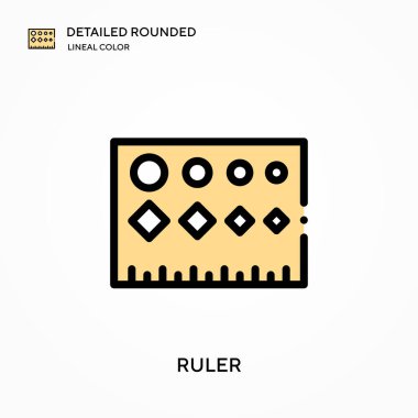 Cetvel yuvarlak doğrusal renk vektör simgesini detaylı olarak açıkladı. Web mobil UI ögesi için resimleme sembolü tasarım şablonu. Düzenlenebilir vuruşlarda mükemmel renk modern piktogram. İş projeniz için yönetici simgeleri