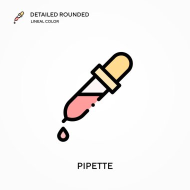 Pipette ayrıntılı yuvarlak doğrusal renk vektör ikonu. Web mobil UI ögesi için resimleme sembolü tasarım şablonu. Düzenlenebilir vuruşlarda mükemmel renk modern piktogram. İş projeniz için Pipette simgeleri