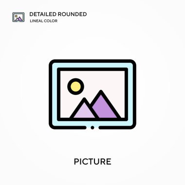 Resim ayrıntılı yuvarlak doğrusal renk vektör simgesi. Web mobil UI ögesi için resimleme sembolü tasarım şablonu. Düzenlenebilir vuruşlarda mükemmel renk modern piktogram. İş projeniz için resim simgeleri