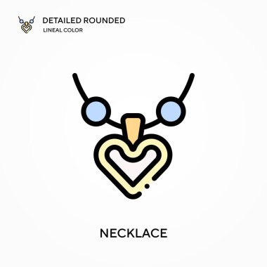 Kolye detaylı yuvarlak doğrusal renk vektörü simgesi. Web mobil UI ögesi için resimleme sembolü tasarım şablonu. Düzenlenebilir vuruşlarda mükemmel renk modern piktogram. İş projeniz için kolye simgeleri