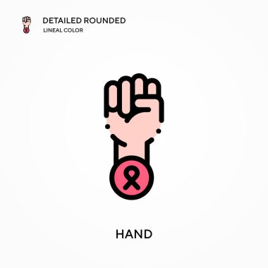 El detaylı yuvarlak doğrusal renk vektör simgesi. Web mobil UI ögesi için resimleme sembolü tasarım şablonu. Düzenlenebilir vuruşlarda mükemmel renk modern piktogram. İş projeniz için el simgeleri