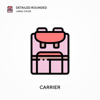 Taşıyıcı ayrıntılı yuvarlak doğrusal renk vektör simgesi. Web mobil UI ögesi için resimleme sembolü tasarım şablonu. Düzenlenebilir vuruşlarda mükemmel renk modern piktogram. İş projeniz için taşıyıcı simgeleri