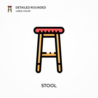 Dışkı detaylı yuvarlak doğrusal renk vektör simgesi. Web mobil UI ögesi için resimleme sembolü tasarım şablonu. Düzenlenebilir vuruşlarda mükemmel renk modern piktogram. İş projeniz için dışkı simgeleri