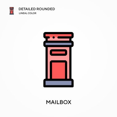 Posta kutusu yuvarlak doğrusal renk vektörü simgesini detaylı olarak açıkladı. Web mobil UI ögesi için resimleme sembolü tasarım şablonu. Düzenlenebilir vuruşlarda mükemmel renk modern piktogram. İş projeniz için posta kutusu simgeleri