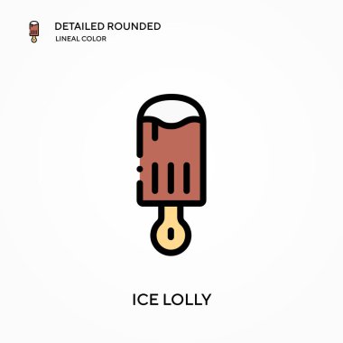 Buz lolipopu ayrıntılı yuvarlak doğrusal renk vektör ikonu. Web mobil UI ögesi için resimleme sembolü tasarım şablonu. Düzenlenebilir vuruşlarda mükemmel renk modern piktogram. İş projeniz için buz lolipop simgeleri