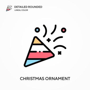 Noel süsü ayrıntılı yuvarlak doğrusal renk vektör ikonu. Web mobil UI ögesi için resimleme sembolü tasarım şablonu. Düzenlenebilir vuruşlarda mükemmel renk modern piktogram. İş projeniz için Noel süslemeleri simgeleri