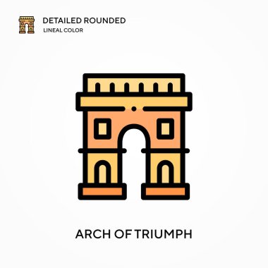 Zafer kemeri ayrıntılı yuvarlak doğrusal renk vektör ikonu. Web mobil UI ögesi için resimleme sembolü tasarım şablonu. Düzenlenebilir vuruşlarda mükemmel renk modern piktogram. İş projeniz için zafer simgeleri kemeri