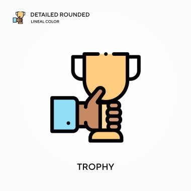 Kupa ayrıntılı yuvarlak lineal renk vektör ikonu. Web mobil UI ögesi için resimleme sembolü tasarım şablonu. Düzenlenebilir vuruşlarda mükemmel renk modern piktogram. İş projeniz için kupa simgeleri