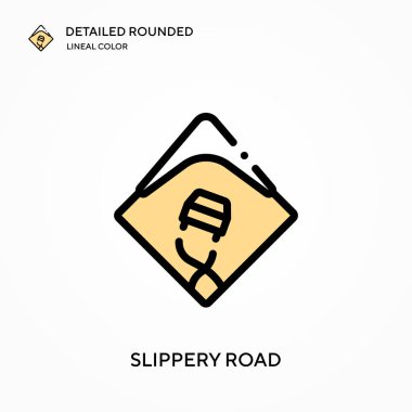 Kaygan yol ayrıntılı yuvarlak doğrusal renk vektör simgesi. Web mobil UI ögesi için resimleme sembolü tasarım şablonu. Düzenlenebilir vuruşlarda mükemmel renk modern piktogram. İş projeniz için kaygan yol simgeleri