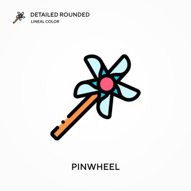 Fırıldak detaylı yuvarlak doğrusal renk vektör simgesi. Web mobil UI ögesi için resimleme sembolü tasarım şablonu. Düzenlenebilir vuruşlarda mükemmel renk modern piktogram. İş projeniz için fırıldak simgeleri