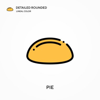 Turta detaylı yuvarlak doğrusal renk vektör simgesi. Web mobil UI ögesi için resimleme sembolü tasarım şablonu. Düzenlenebilir vuruşlarda mükemmel renk modern piktogram. İş projeniz için turta simgeleri