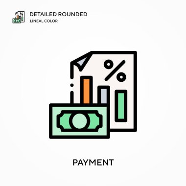 Ödeme ayrıntılı yuvarlak doğrusal renk vektörü simgesi. Web mobil UI ögesi için resimleme sembolü tasarım şablonu. Düzenlenebilir vuruşlarda mükemmel renk modern piktogram. İş projeniz için ödeme simgeleri