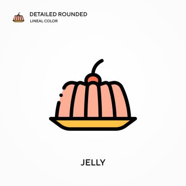 Jöle detaylı yuvarlak doğrusal renk vektör ikonu. Web mobil UI ögesi için resimleme sembolü tasarım şablonu. Düzenlenebilir vuruşlarda mükemmel renk modern piktogram. İş projeniz için jöle simgeleri