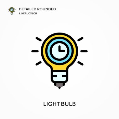 Ampul ayrıntılı yuvarlak doğrusal renk vektör simgesi. Web mobil UI ögesi için resimleme sembolü tasarım şablonu. Düzenlenebilir vuruşlarda mükemmel renk modern piktogram. İş projeniz için ampul simgeleri