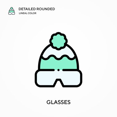 Gözlükler ayrıntılı yuvarlak doğrusal renk vektör simgesi. Web mobil UI ögesi için resimleme sembolü tasarım şablonu. Düzenlenebilir vuruşlarda mükemmel renk modern piktogram. İş projeniz için gözlük simgeleri
