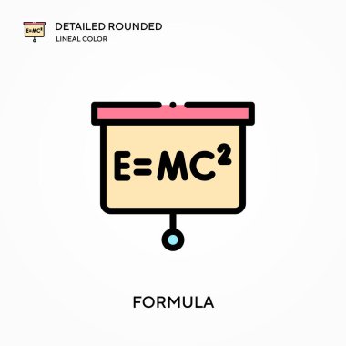 Formül ayrıntılı yuvarlak doğrusal renk vektör simgesi. Web mobil UI ögesi için resimleme sembolü tasarım şablonu. Düzenlenebilir vuruşlarda mükemmel renk modern piktogram. İş projeniz için formül simgeleri