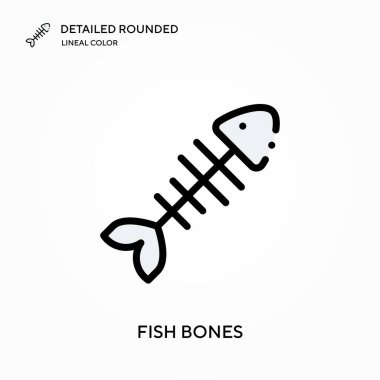 Balık kemikleri yuvarlak doğrusal renk vektör simgesini detaylandırdı. Web mobil UI ögesi için resimleme sembolü tasarım şablonu. Düzenlenebilir vuruşlarda mükemmel renk modern piktogram. İş projeniz için balık kemikleri simgeleri