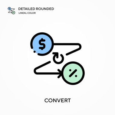 Ayrıntılı yuvarlak doğrusal renk vektör simgesini dönüştür. Web mobil UI ögesi için resimleme sembolü tasarım şablonu. Düzenlenebilir vuruşlarda mükemmel renk modern piktogram. İş projeniz için simgeleri dönüştür