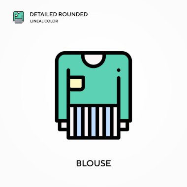 Bluz ayrıntılı yuvarlak doğrusal renk vektör simgesi. Web mobil UI ögesi için resimleme sembolü tasarım şablonu. Düzenlenebilir vuruşlarda mükemmel renk modern piktogram. İş projeniz için bluz simgeleri