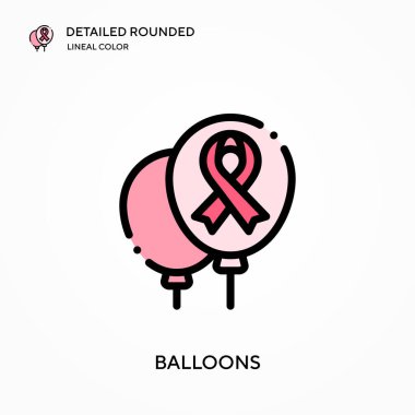 Balonlar ayrıntılı yuvarlak doğrusal renk vektör ikonu. Web mobil UI ögesi için resimleme sembolü tasarım şablonu. Düzenlenebilir vuruşlarda mükemmel renk modern piktogram. İş projeniz için balon simgeleri